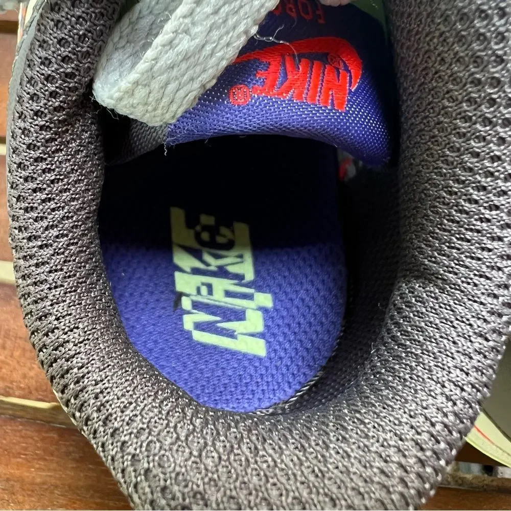 Nike Kids Sneakers Gray, Neon Yellow & Purple Accents